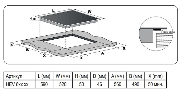 Детальное фото товара: Evelux HEV 640 W стеклокерамическая поверхность