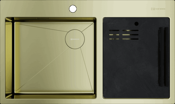 Фото товара: Omoikiri Akisame 86-2 Side-LG, мойка, нержавеющая сталь/светлое золото