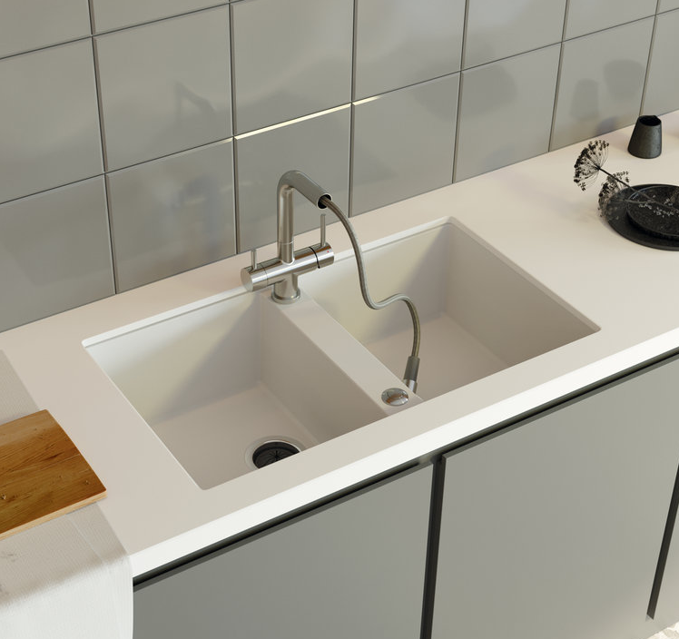 Детальное фото товара: Omoikiri Kitagawa 83-2-U-GR, мойка, керамика, leningrad grey
