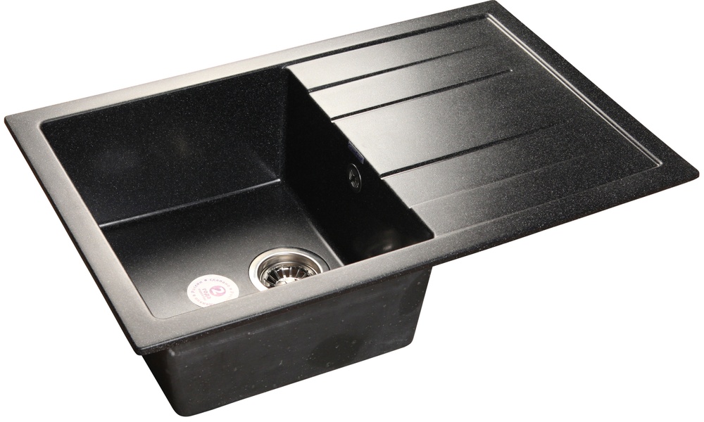 GranFest QUADRO GF-Q-780 L, мойка, мрамор, черный Фото товара: GranFest QUADRO GF-Q-780 L, мойка, мрамор, черный