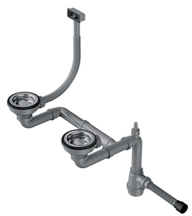 Фото товара: Omoikiri WK-1,5-S-IN Арматура для полуторачашевых моек со скрытым переливом, нержавеющая сталь