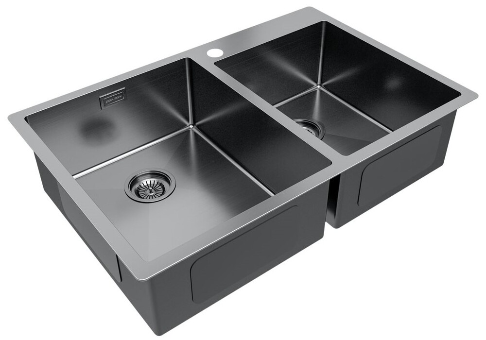 Детальное фото товара: Paulmark KRONER 78/2S, мойка, нержавеющая сталь, вороненая сталь