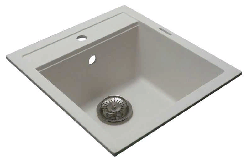 LAVA Q.1 LATTE, мойка, гранит, белый Детальное фото товара: LAVA Q.1 LATTE, мойка, гранит, белый