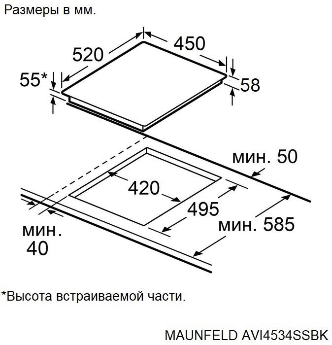 Детальное фото товара: Maunfeld AVI4534SSBK индукционная поверхность