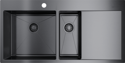 Фото товара: Omoikiri Akisame 100-2-GM-L, мойка, нержавеющая сталь/вороненая сталь, чаша слева