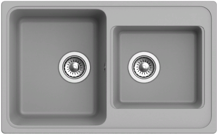 Ewigstein Elegant E- 80D, мойка, гранит, серый металлик Детальное фото товара: Ewigstein Elegant E- 80D, мойка, гранит, серый металлик