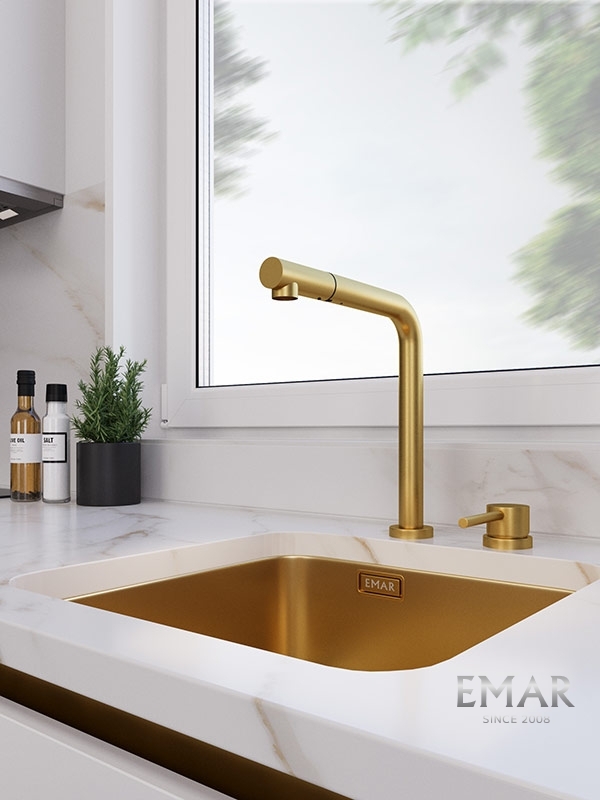 Детальное фото товара: Emar EC-7027 PVD Golden, смеситель, золото
