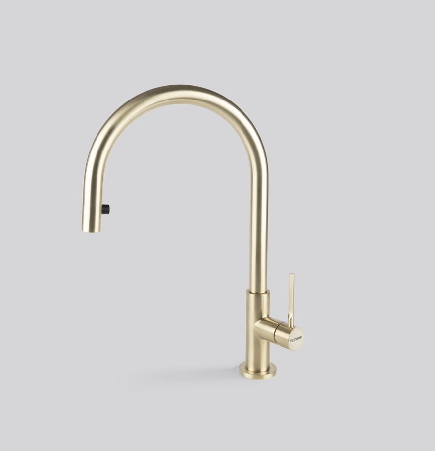 Фото товара: Falmec TREVI ROUND PVD BRUSHED PALE GOLD, смеситель, золото