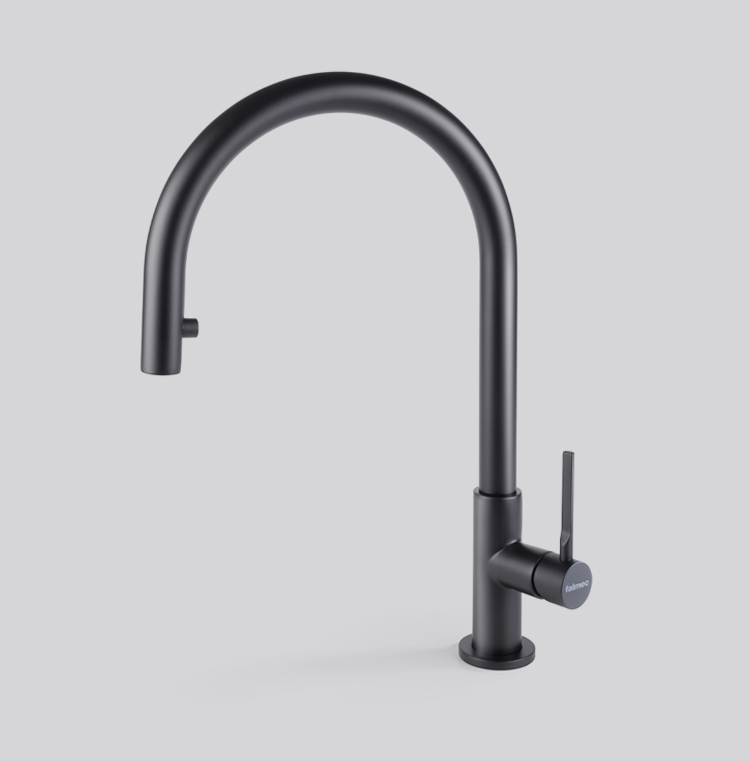 Фото товара: Falmec TREVI ROUND MATT BLACK, смеситель, черный матовый