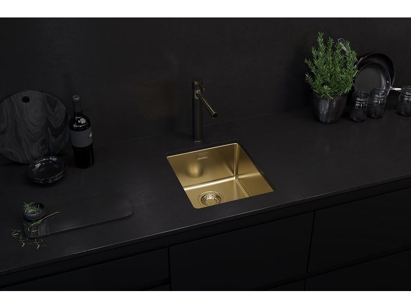 Детальное фото товара: ALVEUS KOMBINO 20 MONARCH GOLD SAT-90, мойка, нерж. сталь, золото (в компл. с выпуском без сиф.)