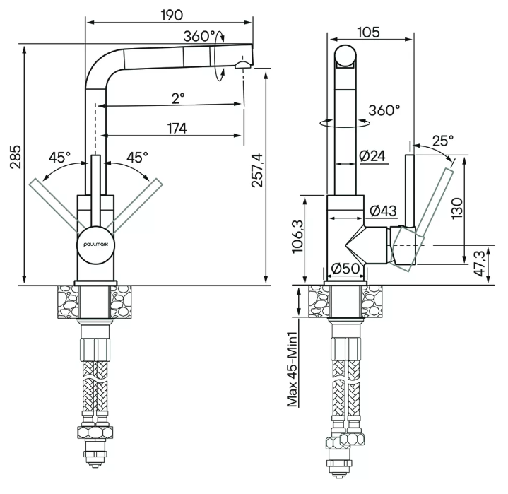 Детальное фото товара: Paulmark HONNER, смеситель, белый матовый