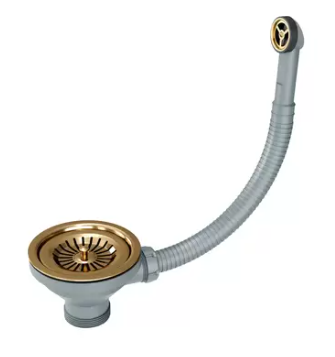 Фото товара: Paulmark слив с круглым переливом, брашированное золото