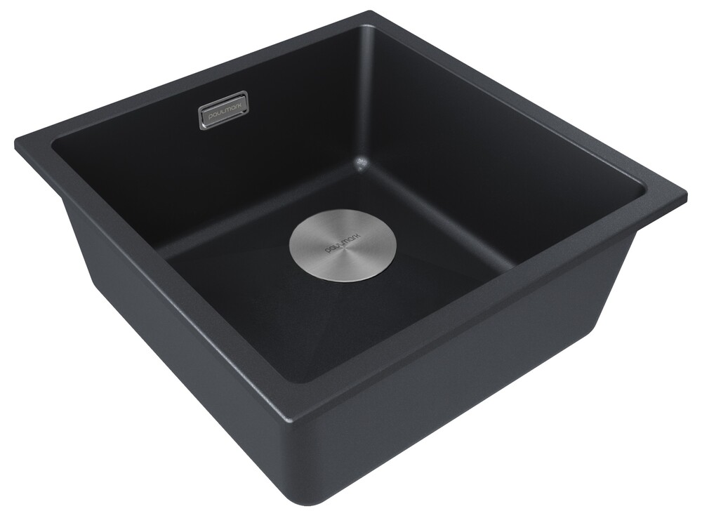 Детальное фото товара: Paulmark LUMI 45UNI-SKEW, мойка, гранит, черный металлик