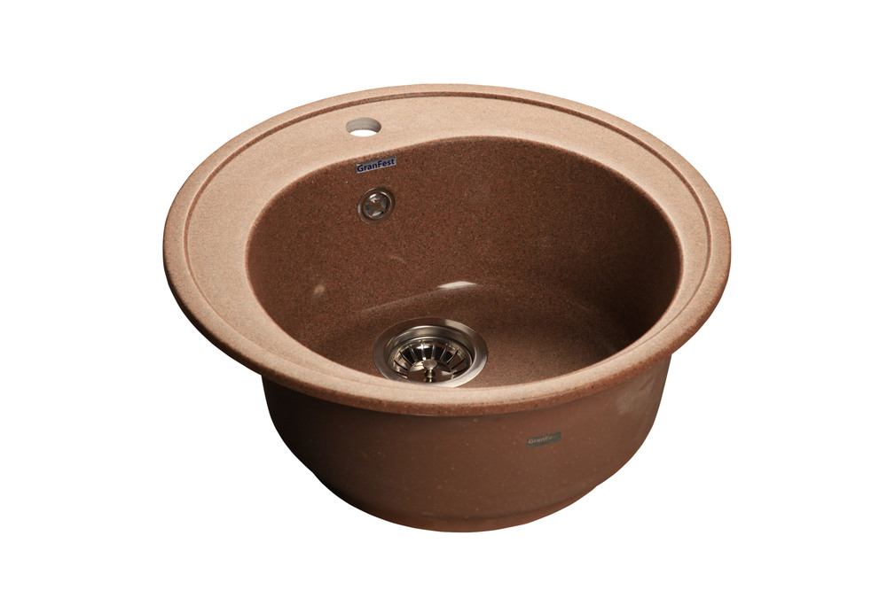 GranFest RONDO GF-R-510, мойка, мрамор, терракот Детальное фото товара: GranFest RONDO GF-R-510, мойка, мрамор, терракот