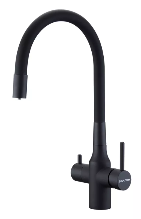 Фото товара: Paulmark SALIX, смеситель, антрацит, черный шланг