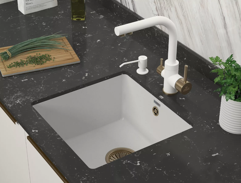 Paulmark REIN, дозатор для моющего средства, белый матовый Детальное фото товара: Paulmark REIN, дозатор для моющего средства, белый матовый