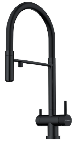 Фото товара: Omoikiri Kanto GB, смеситель, графит/черный гибкий шланг