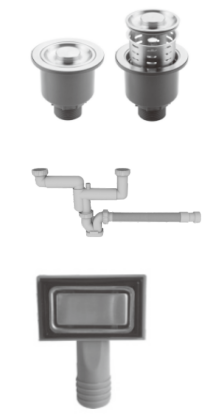 Фото товара: Rivelato 1115 S2B INOX сливная арматура для двухчашевых моек RINOX, нержавеющая сталь