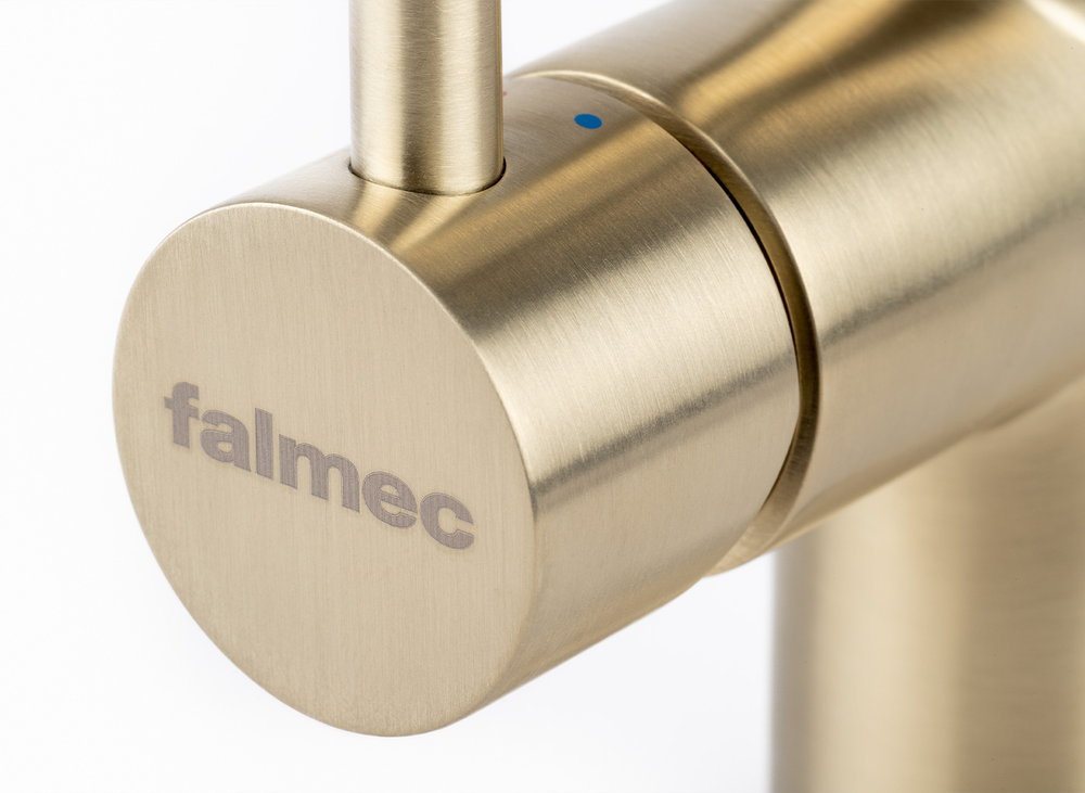 Детальное фото товара: Falmec TREVI ROUND PVD BRUSHED PALE GOLD, смеситель, золото