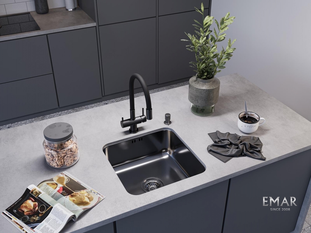 Детальное фото товара: Emar EMB-127A PVD Nano Dark, мойка, вороненая сталь