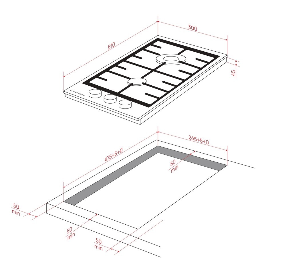 Детальное фото товара: Kuppersberg FG 36 B газовая поверхность