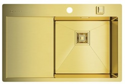 Детальное фото товара: Omoikiri Akisame 78-LG-R, мойка, нержавеющая сталь/светлое золото, чаша справа