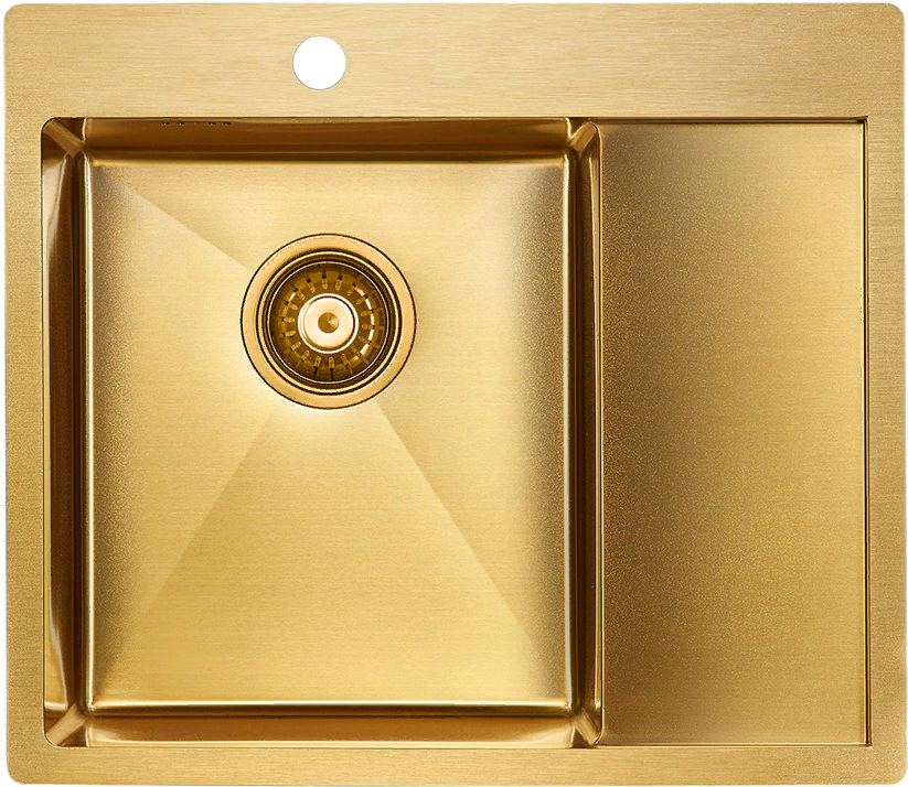 Фото товара: Paulmark KRONER 59F, мойка, нержавеющая сталь, брашированное золото, левая