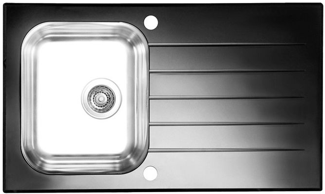 Фото товара: ALVEUS GLASSIX 10 RAL9005-90, мойка, нержавеющая сталь/стекло, черный (в компл.с сифон 1127251)