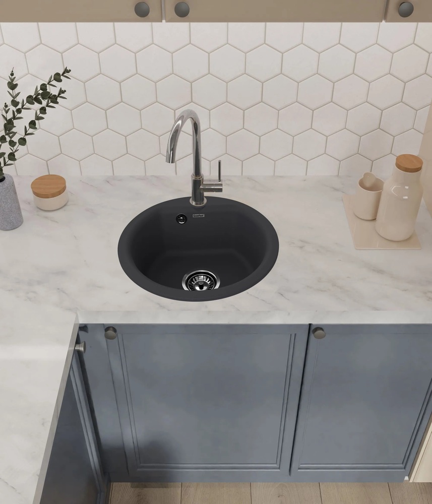 Детальное фото товара: GranFest GF-SMART 435, мойка, мрамор, черный