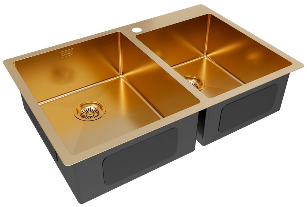 Детальное фото товара: Paulmark KRONER 78/2S, мойка, нержавеющая сталь, брашированное золото