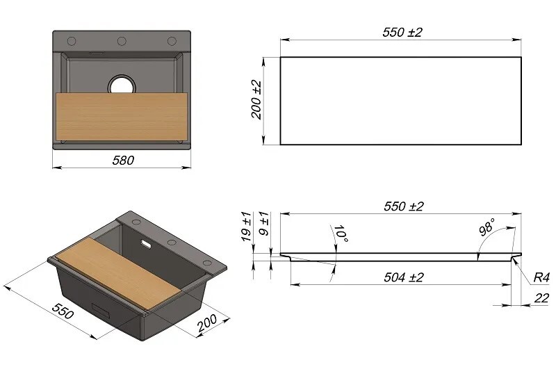 Детальное фото товара: GRANULA Доска разделочная 550х200 ясень