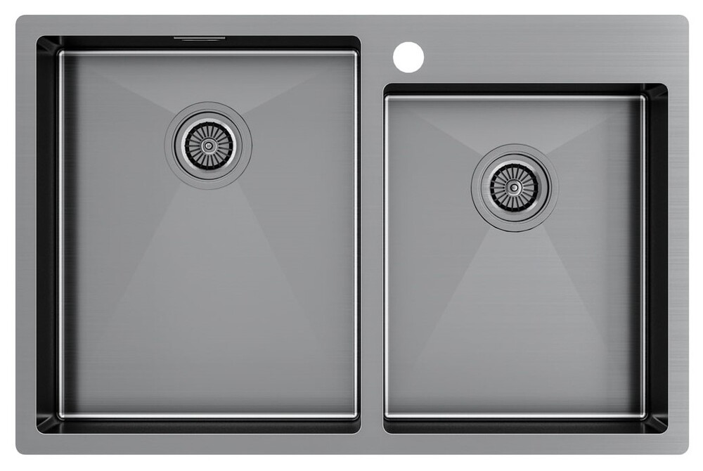 Детальное фото товара: Paulmark KRONER 78/2S, мойка, нержавеющая сталь, вороненая сталь
