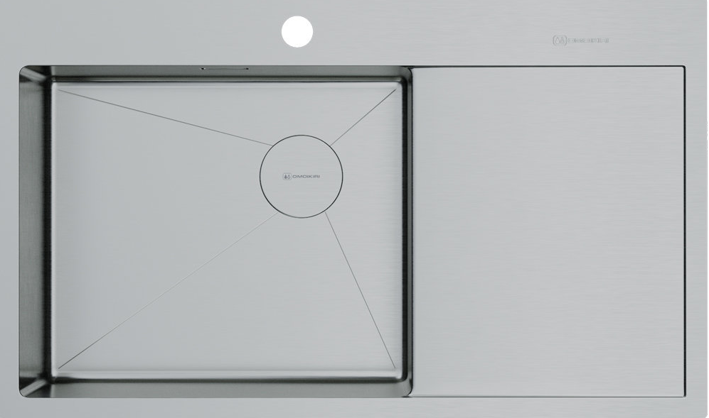 Детальное фото товара: Omoikiri Akisame 86-IN-L Side , мойка, нержавеющая сталь, чаша слева
