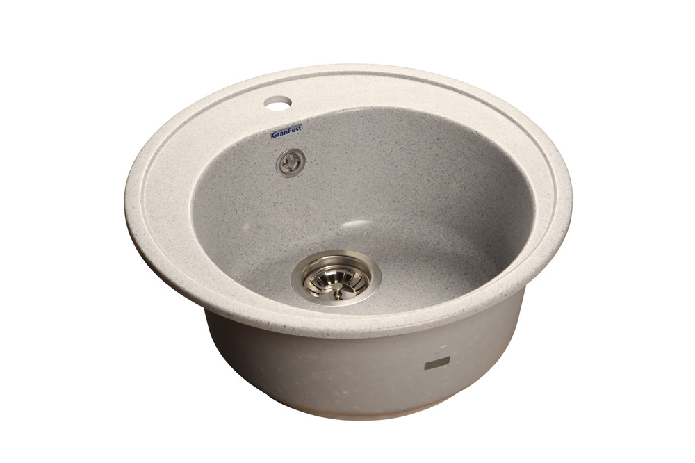 GranFest RONDO GF-R-510, мойка, мрамор, серый Детальное фото товара: GranFest RONDO GF-R-510, мойка, мрамор, серый