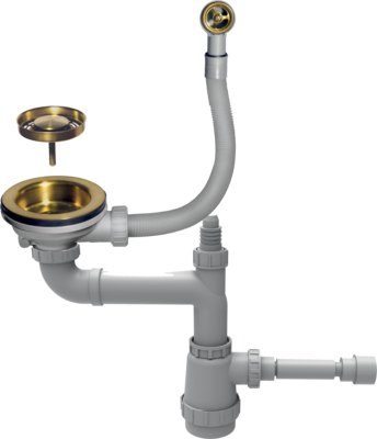 Фото товара: Omoikiri WK-1-R-G Арматура для одночашевых моек с круглым переливом, золото