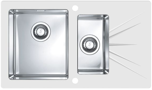 Детальное фото товара: ALVEUS KARAT 20, мойка, нержавеющая сталь/стекло, белый (в компл.с сифоном 1092272)