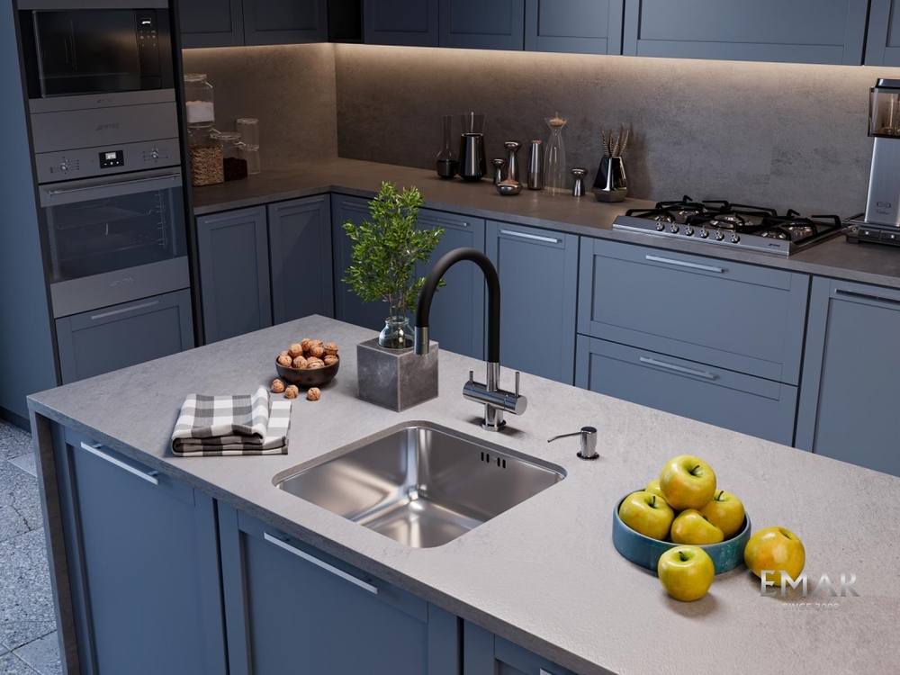 Детальное фото товара: Emar EMB-127А PVD Nano Satine, мойка, нержавеющая сталь сатин