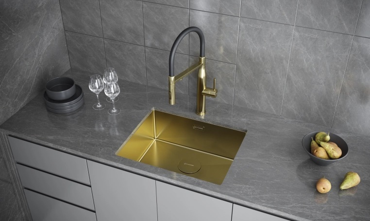 Детальное фото товара: KUCHENSTERN KRAFT 60, мойка, нержавеющая сталь, золото