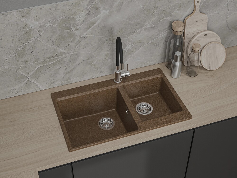 Детальное фото товара: GranFest LEVEL GF-LV-780K, мойка, мрамор, терракот