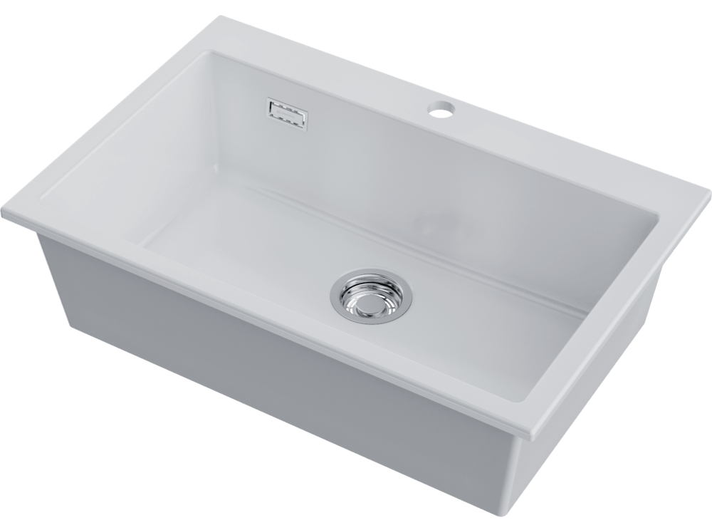 Детальное фото товара: Omoikiri Omishima 76-WH Glossy, мойка, керамика, белый глянцевый