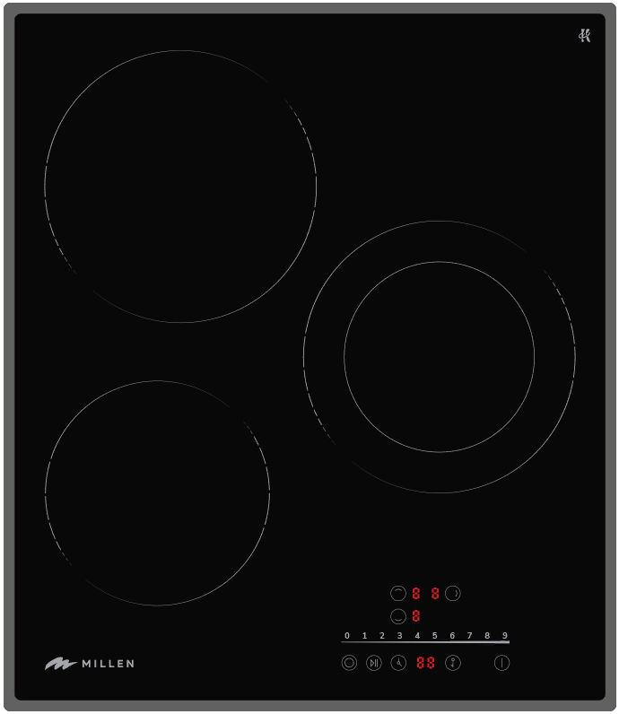 Фото товара: MILLEN MEH 452 BL стеклокерамическая поверхность