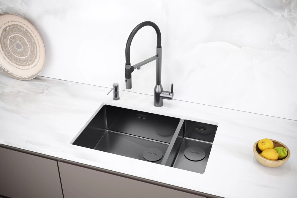 Детальное фото товара: Paulmark NEXT 69/2S UNI, мойка, нержавеющая сталь, вороненая сталь (левая)