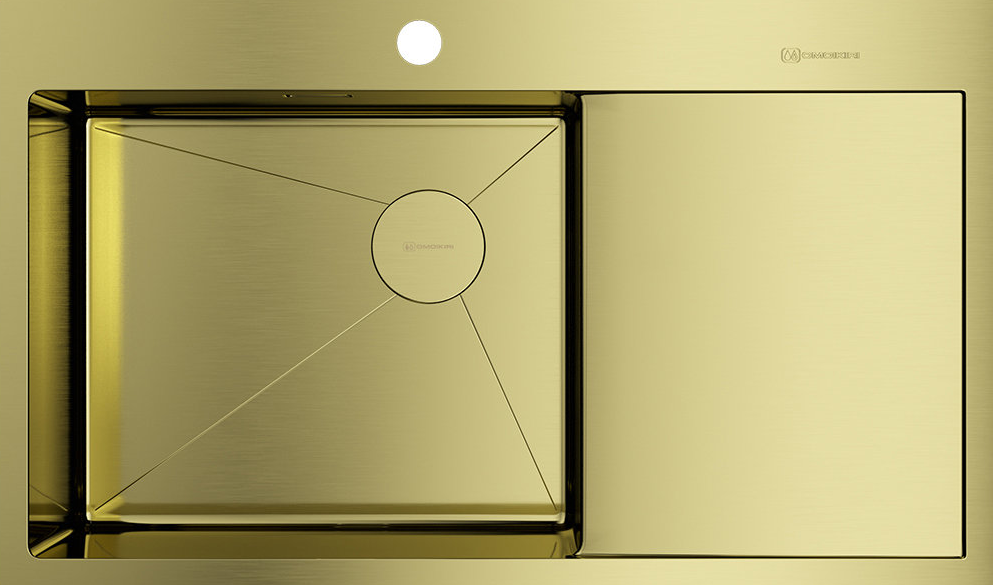 Детальное фото товара: Omoikiri Akisame 86-LG-L Side , мойка, нержавеющая сталь/светлое золото, чаша слева