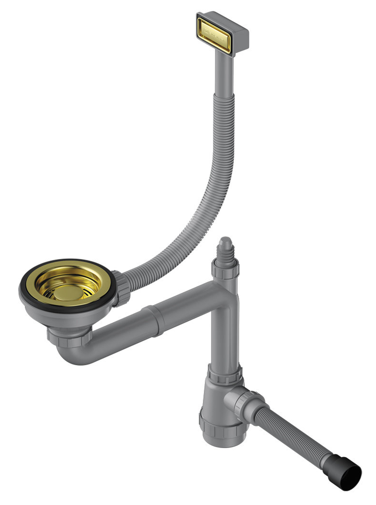 Фото товара: Omoikiri WK-1-LG Арматура для одночашевых моек с прямоугольным переливом, светлое золото