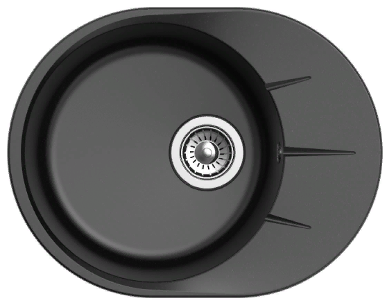 Ewigstein Rund R- 45F, мойка, гранит, черный Детальное фото товара: Ewigstein Rund R- 45F, мойка, гранит, черный