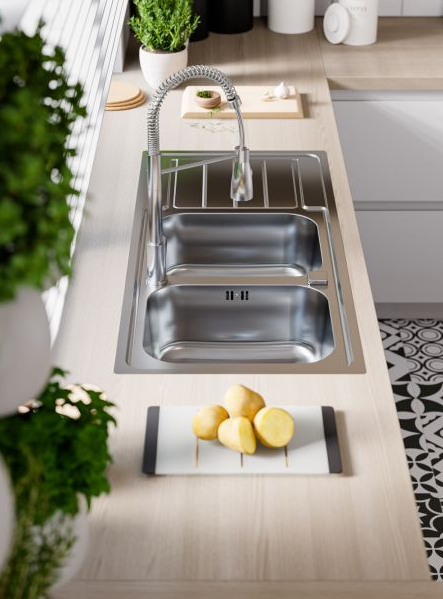 Детальное фото товара: ALVEUS LINE MAXIM 100 SAT 90, мойка, нержавеющая сталь (в компл.с сифоном 1127257)
