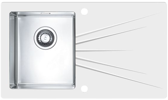 Фото товара: ALVEUS KARAT 10, мойка, нержавеющая сталь/стекло, белый (в компл.с сифоном 1127251)
