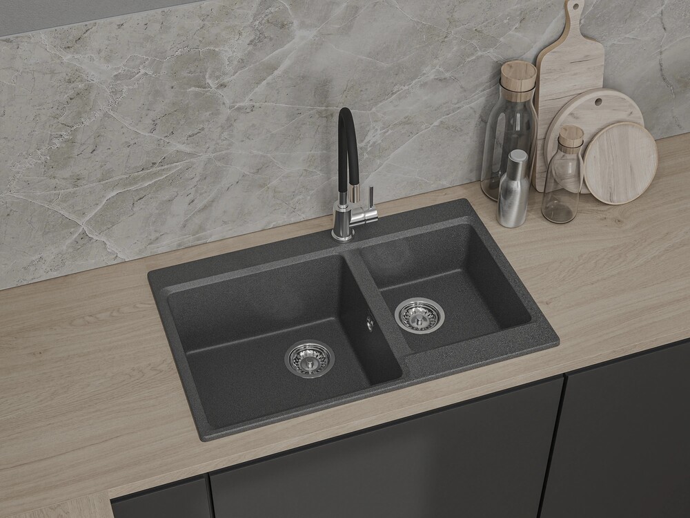 Детальное фото товара: GranFest LEVEL GF-LV-780K, мойка, мрамор, графит