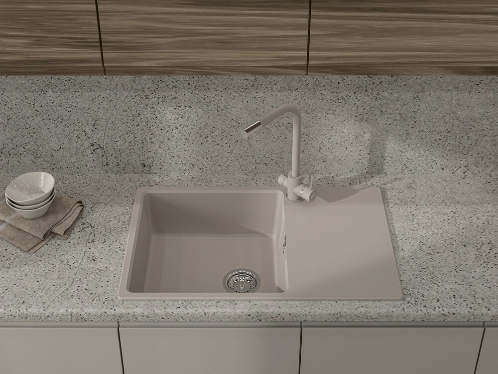 GranFest URBAN 678L, мойка, гранит, песочный Детальное фото товара: GranFest URBAN 678L, мойка, гранит, песочный
