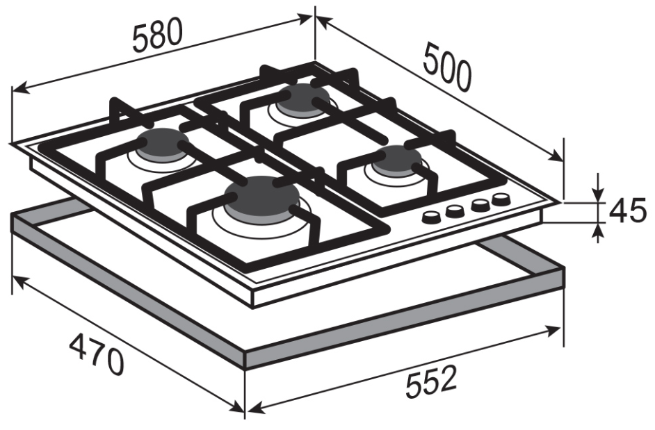 Детальное фото товара: Zigmund & Shtain G 20.6 B газовая поверхность